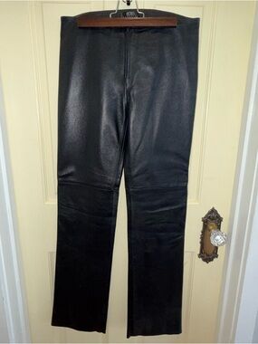 Black BCBG Max Azria Lambskin Leather Pants Authentic Y2K